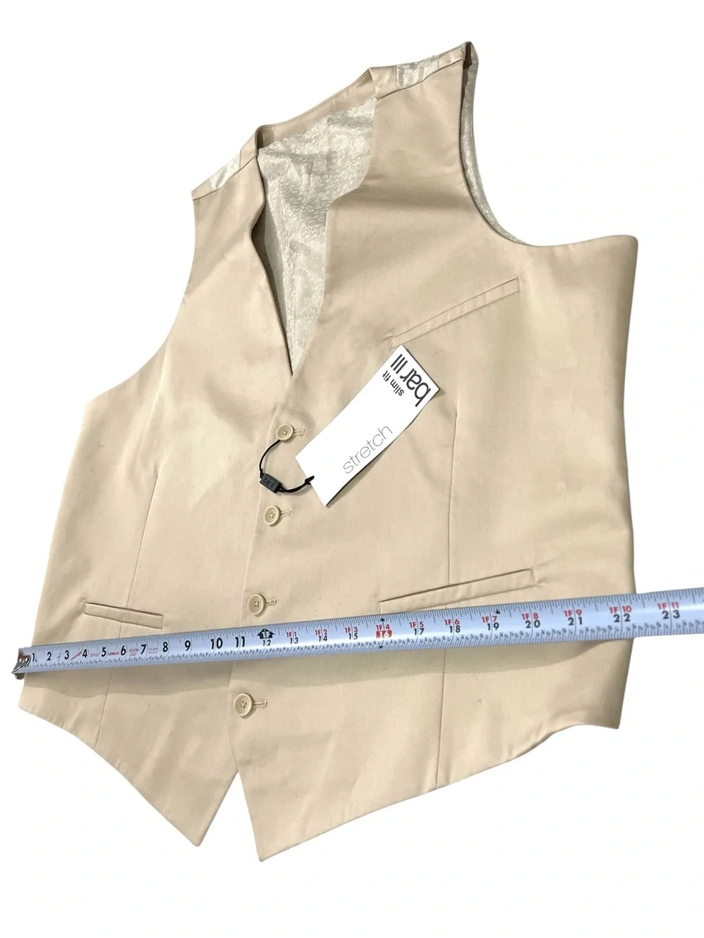 Bar III Mens Slim Fit Stretch 4-Button Suit Vest, Color Beige / Tan, Size XL